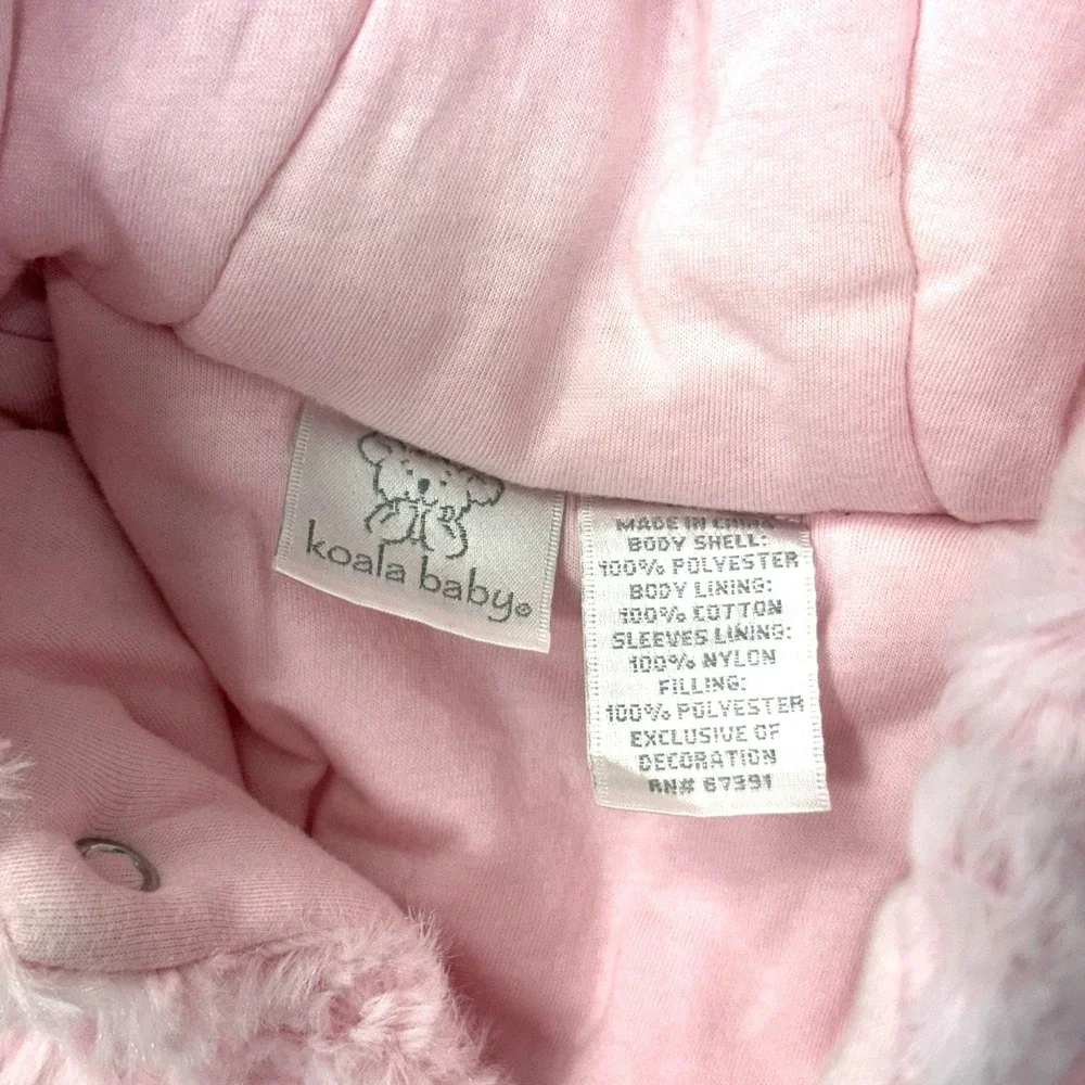 Infant Baby Girls Winter Jumpsuit 6M Pink‎ Fur Hooded Outfit Kitten Warm Fuzzy